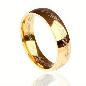 Size 12 Lord of The Rings inscribed stainless steel gold ring LOTR